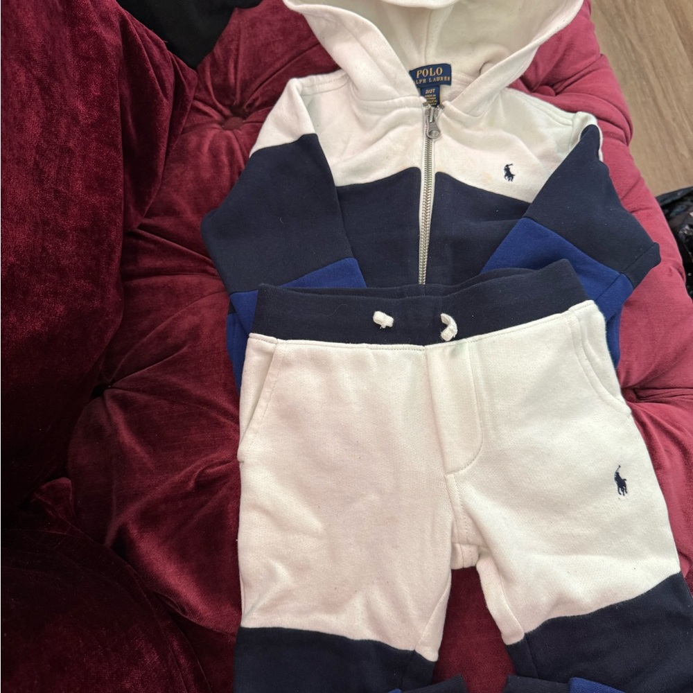 Polo Ralph Lauren Kids' Hoodie and Pants Set - White and Blue